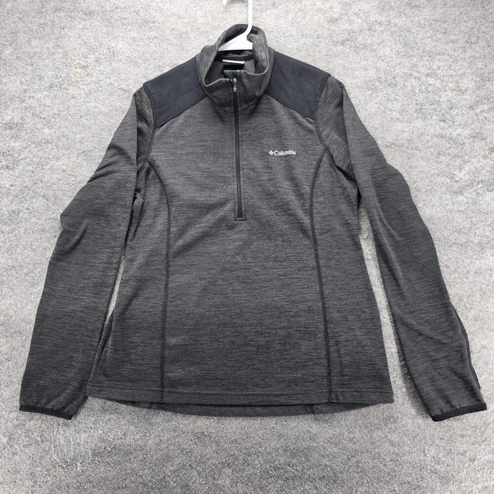 Columbia Sweatshirt Womens M Gray Pullover 1/4 Zip Fleece Logo High Neck